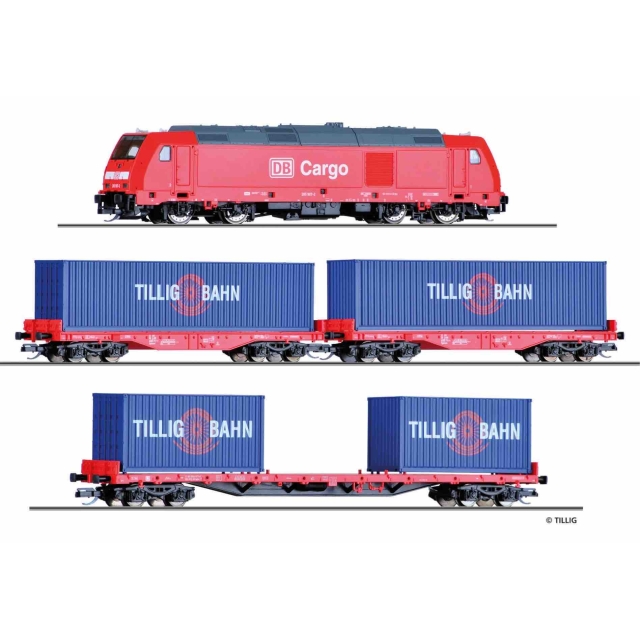 Set cu locomotiva Traxx, tren marfa DB, scara TT, Tillig